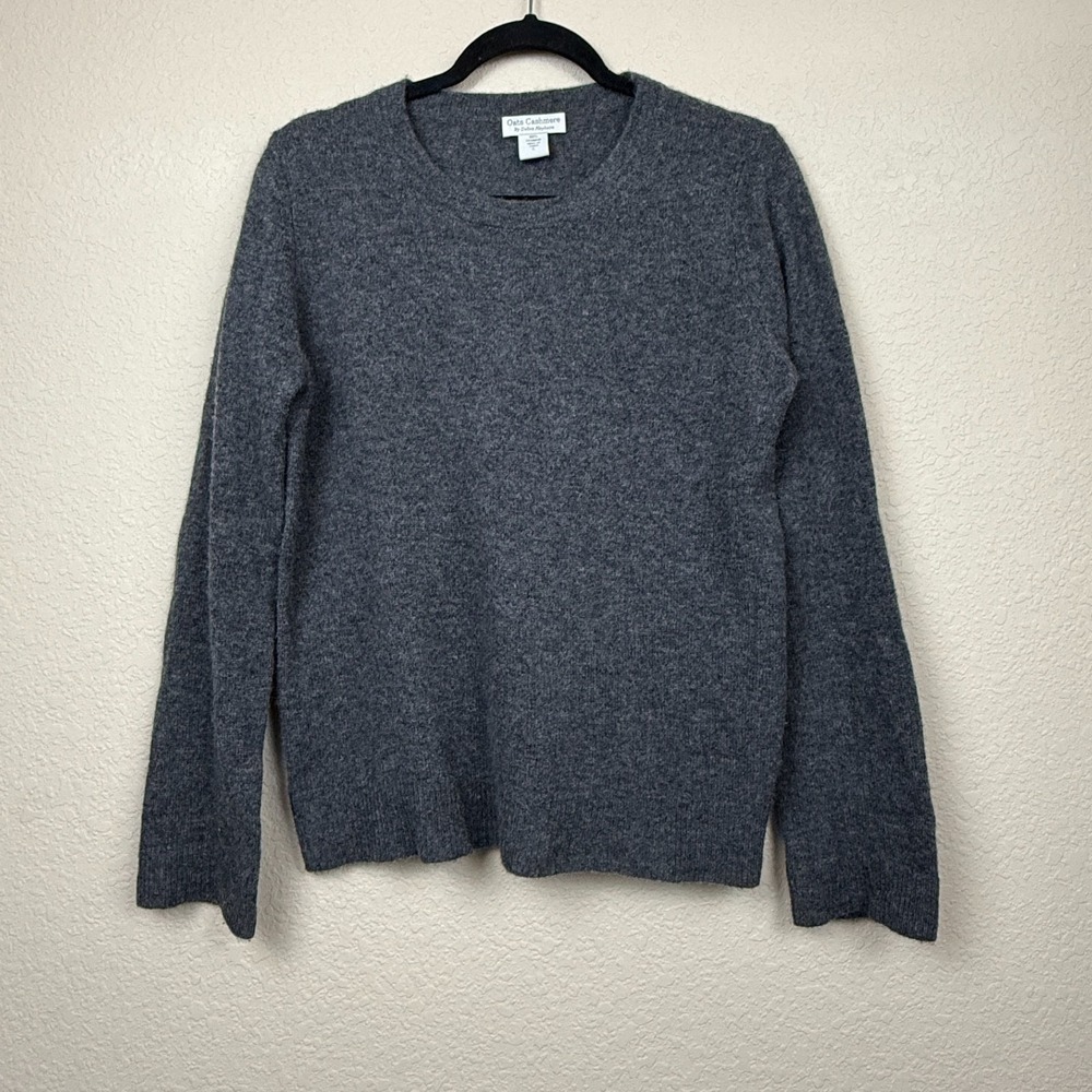 100% Cashmere Grey Pullover Sweater Women's Oats Cashmere by Debra Hayburn Sz L